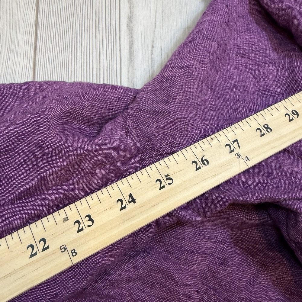 Coldwater Creek Deep Plum Cropped Linen-Blend Pants - Picture 11 of 11